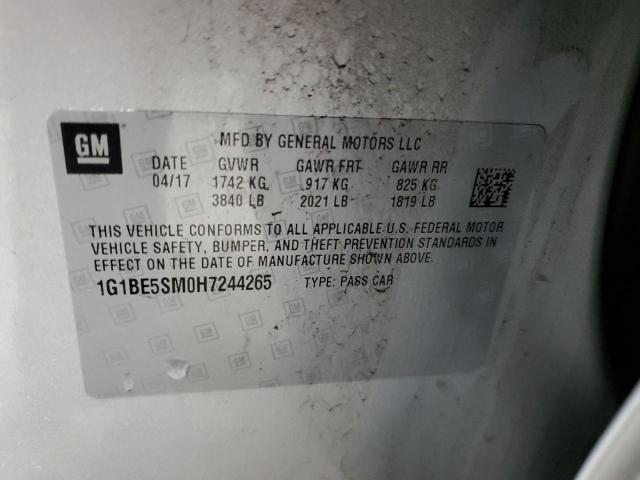 1G1BE5SM0H7244265 - 2017 CHEVROLET CRUZE LT SILVER photo 12