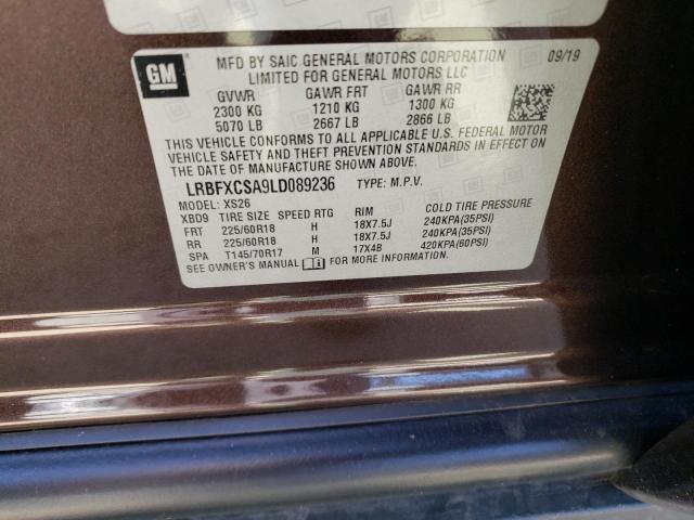 LRBFXCSA9LD089236 - 2020 BUICK ENVISION ESSENCE BROWN photo 13