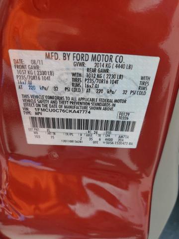 1FMCU0C76CKA47774 - 2012 FORD ESCAPE XLS RED photo 12