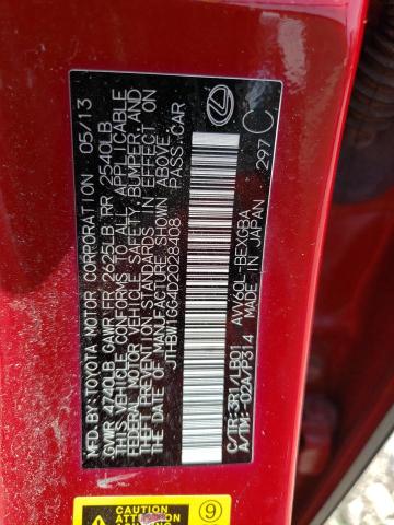 JTHBW1GG4D2028408 - 2013 LEXUS ES 300H RED photo 12