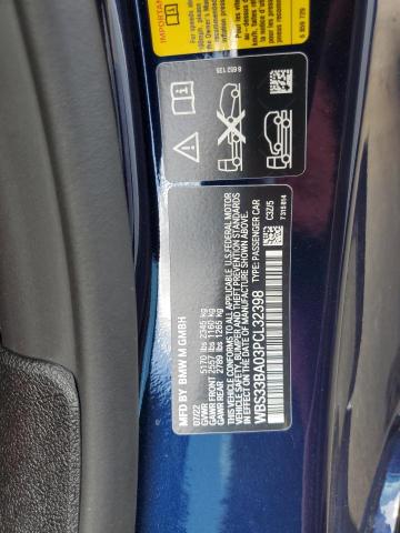WBS33BA03PCL32398 - 2023 BMW M4 COMPETITION BLUE photo 12