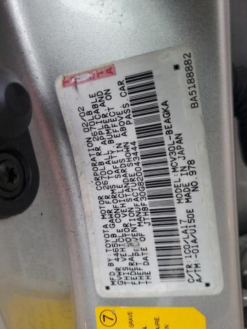 JTHBF30G820043444 - 2002 LEXUS ES 300 SILVER photo 12