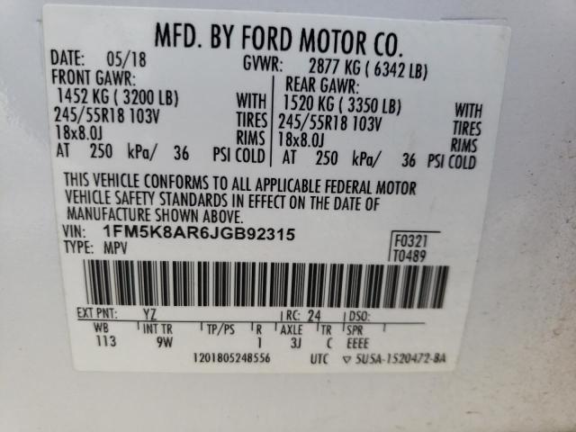 1FM5K8AR6JGB92315 - 2018 FORD EXPLORER POLICE INTERCEPTOR TWO TONE photo 12