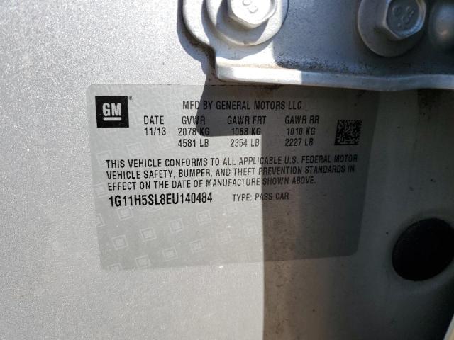 1G11H5SL8EU140484 - 2014 CHEVROLET MALIBU LTZ 银色 照片 12