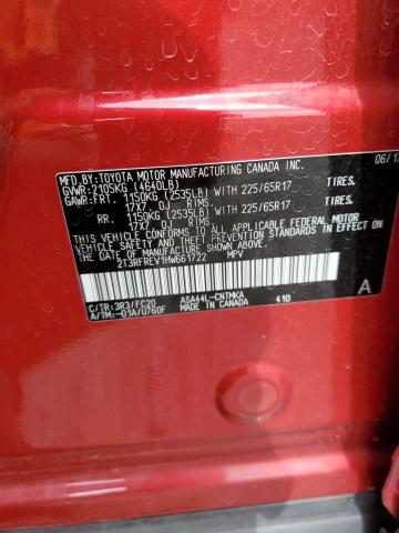 2T3RFREV1HW661722 - 2017 TOYOTA RAV4 XLE RED photo 13