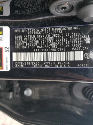 4T1T11AK3PU817946 - 2023 TOYOTA CAMRY SE NIGHT SHADE BLACK photo 12