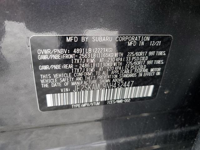 JF2SKAMC9NH432447 - 2022 SUBARU FORESTER WILDERNESS GRAY photo 13