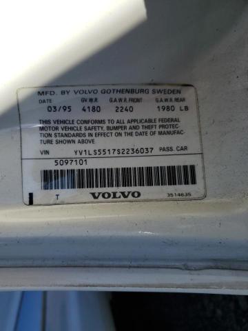 YV1LS5517S2236037 - 1995 VOLVO 850 BASE WHITE photo 12