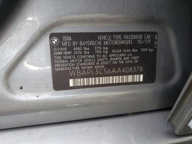 WBAPL3C56AA408378 - 2010 BMW 335 XI GRAY photo 12