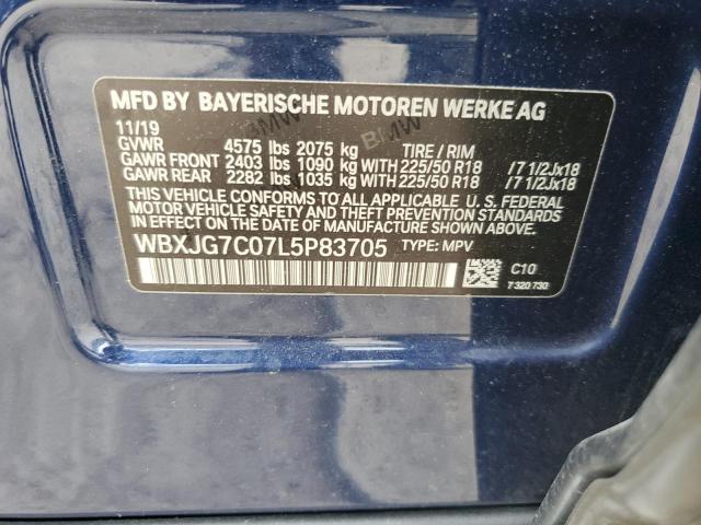 WBXJG7C07L5P83705 - 2020 BMW X1 SDRIVE28I BLUE photo 13