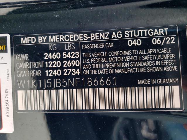 W1K1J5JB5NF186661 - 2022 MERCEDES-BENZ E 450 BLACK photo 12