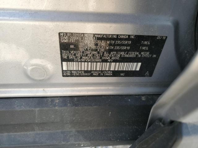 2T3A1RFV5KC009866 - 2019 TOYOTA RAV4 XLE PREMIUM SILVER photo 12