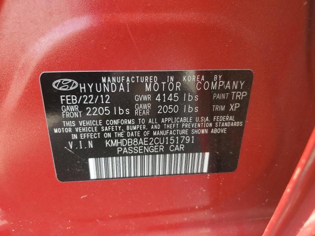 KMHDB8AE2CU151791 - 2012 HYUNDAI ELANTRA TO GLS RED photo 13