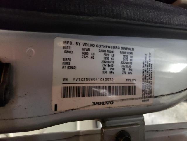 YV1CZ59H941060572 - 2004 VOLVO XC90 SILVER photo 13