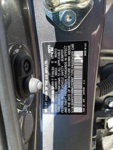 SHHFK7H98MU223067 - 2021 HONDA CIVIC SPORT TOURING GRAY photo 13
