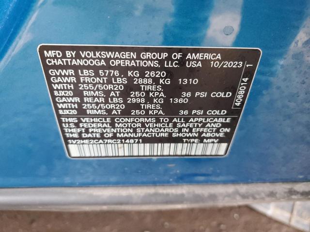 1V2HE2CA7RC214871 - 2024 VOLKSWAGEN ATLAS CROS SE BLUE photo 13