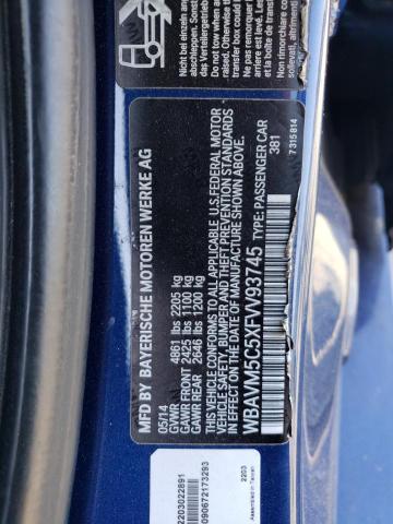 WBAVM5C5XFVV93745 - 2015 BMW X1 XDRIVE35I BLUE photo 13