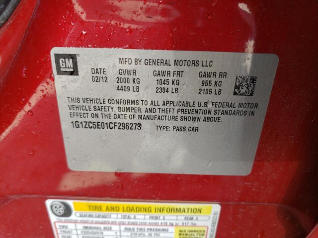 1G1ZC5E01CF296273 - 2012 CHEVROLET MALIBU 1LT 红色 照片 12