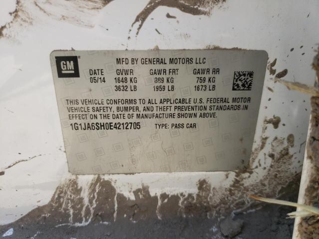 1G1JA6SH0E4212705 - 2014 CHEVROLET SONIC LS 白色 照片 10