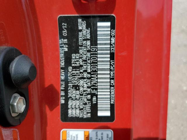 JF1ZNAA13D1701191 - 2013 TOYOTA SCION FR-S წითელი ფოტო 13