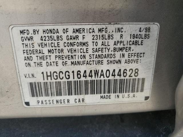 1HGCG1644WA044628 - 1998 HONDA ACCORD LX SILVER photo 12