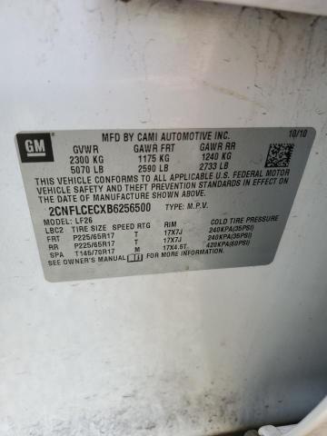 2CNFLCECXB6256500 - 2011 CHEVROLET EQUINOX LS WHITE photo 12