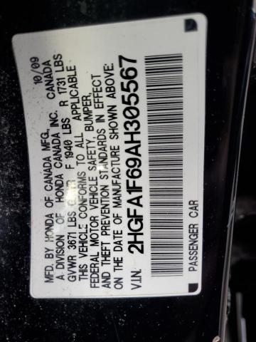 2HGFA1F69AH305567 - 2010 HONDA CIVIC LX-S Qara foto 12