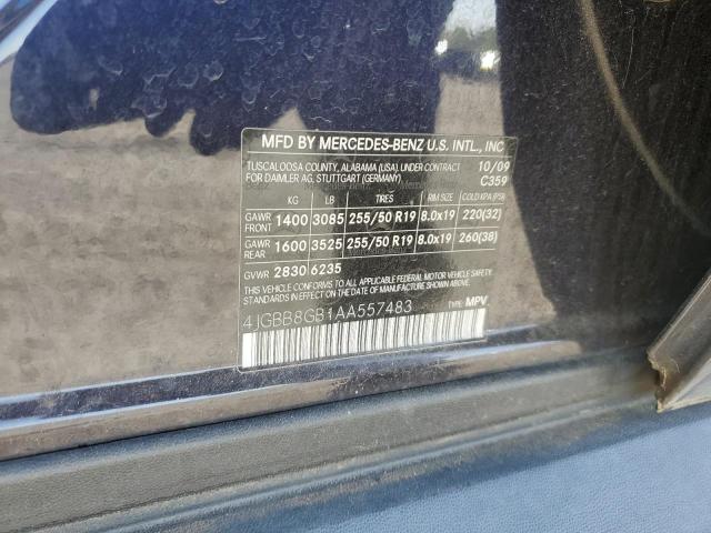 4JGBB8GB1AA557483 - 2010 MERCEDES-BENZ ML 350 4MATIC BLUE photo 12