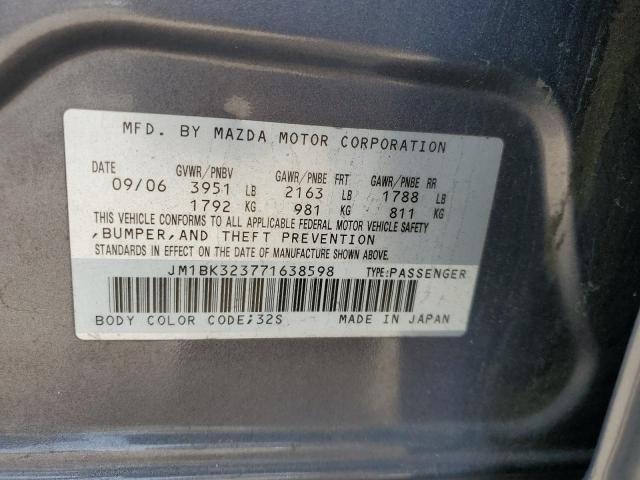 JM1BK323771638598 - 2007 MAZDA 3 S GRAY photo 12