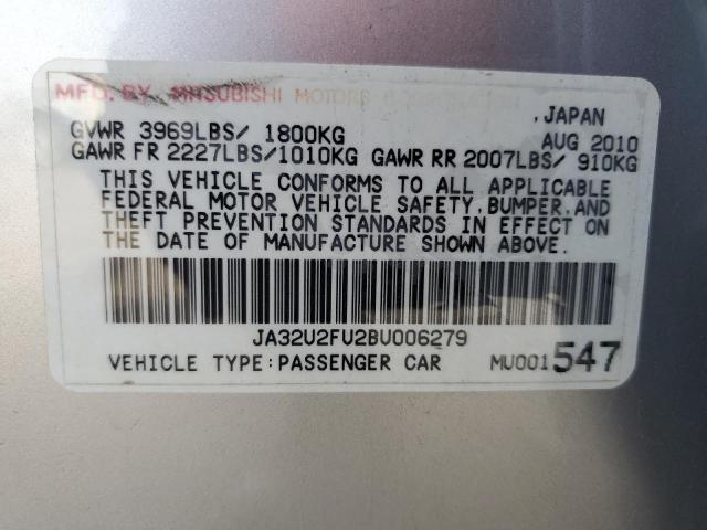 JA32U2FU2BU006279 - 2011 MITSUBISHI LANCER ES/ES SPORT SILVER photo 12