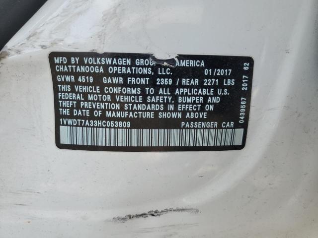 1VWDT7A33HC053809 - 2017 VOLKSWAGEN PASSAT R-LINE თეთრი ფოტო 12
