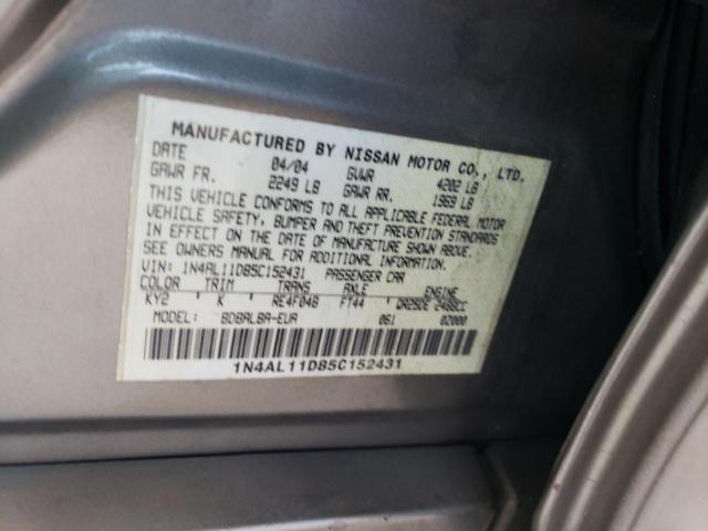 1N4AL11D85C152431 - 2005 NISSAN ALTIMA S GRAY photo 12