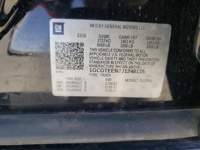 1GCGTEEN7J1248135 - 2018 CHEVROLET COLORADO ZR2 BLACK photo 12