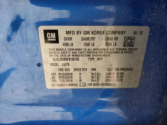 KL4CJBSB5FB186789 - 2015 BUICK ENCORE CONVENIENCE 蓝色 照片 13