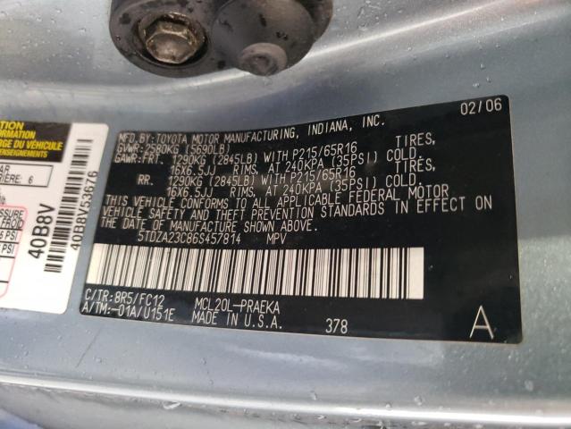 5TDZA23C86S457814 - 2006 TOYOTA SIENNA CE TEAL photo 13