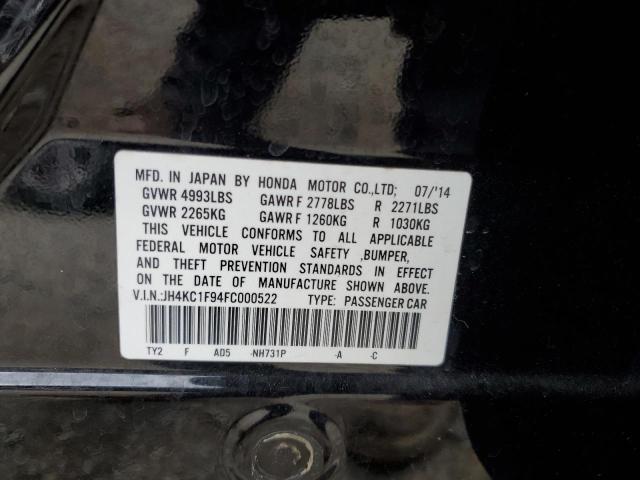 JH4KC1F94FC000522 - 2015 ACURA RLX ADVANCE BLACK photo 12