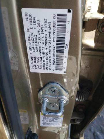 1HGCP26888A128947 - 2008 HONDA ACCORD EXL TAN photo 12