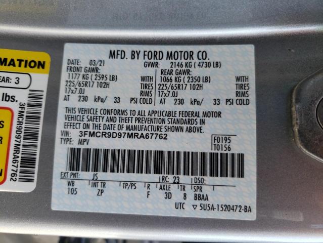 3FMCR9D97MRA67762 - 2021 FORD BRONCO SPO BADLANDS SILVER photo 13