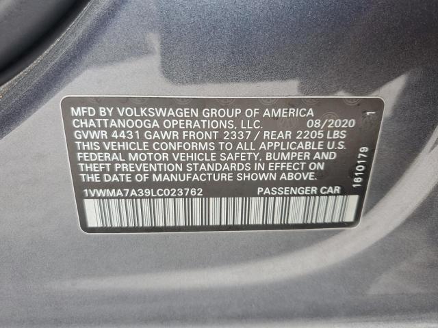 1VWMA7A39LC023762 - 2020 VOLKSWAGEN PASSAT R-LINE Grau Foto 12