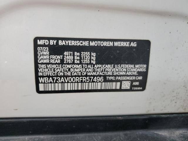 WBA73AV00RFR57496 - 2024 BMW 430XI GRAN COUPE WHITE photo 12