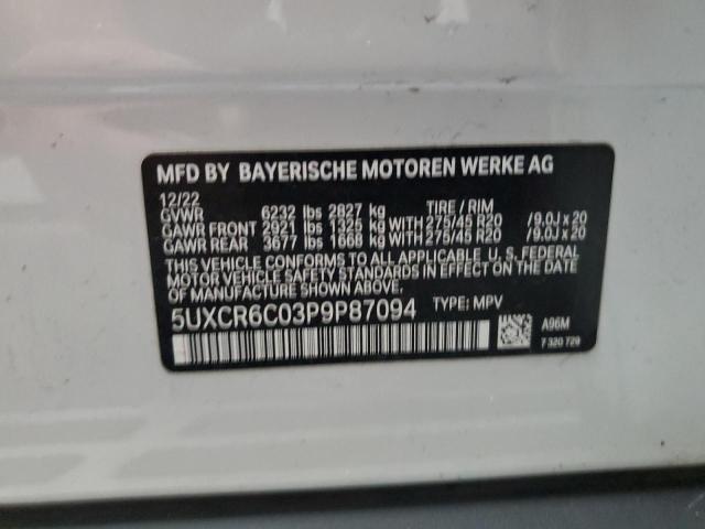 5UXCR6C03P9P87094 - 2023 BMW X5 XDRIVE40I WHITE photo 13