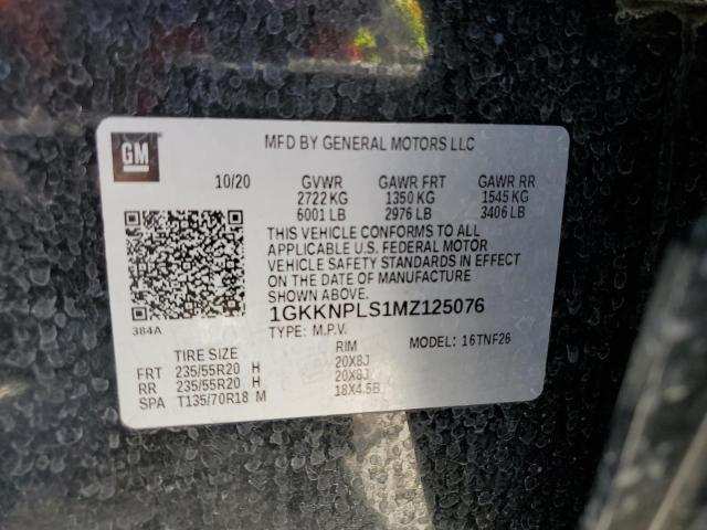 1GKKNPLS1MZ125076 - 2021 GMC ACADIA DENALI BLACK photo 13