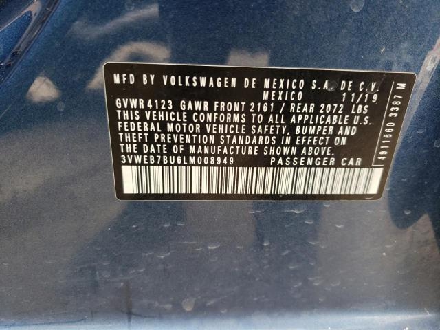 3VWEB7BU6LM008949 - 2020 VOLKSWAGEN JETTA SEL BLUE photo 12