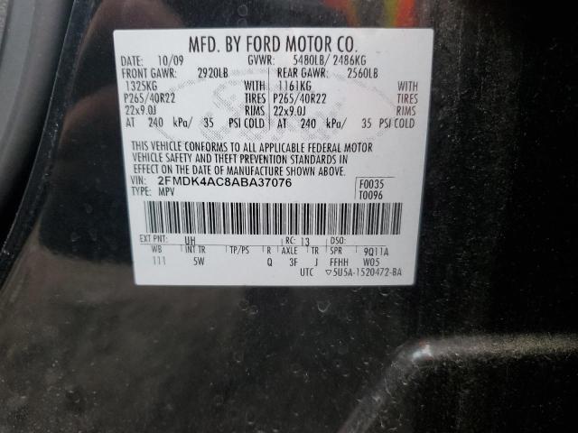 2FMDK4AC8ABA37076 - 2010 FORD EDGE SPORT BLACK photo 12