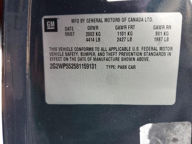 2G2WP552581159131 - 2008 PONTIAC GRAND PRIX 黑色 照片 12