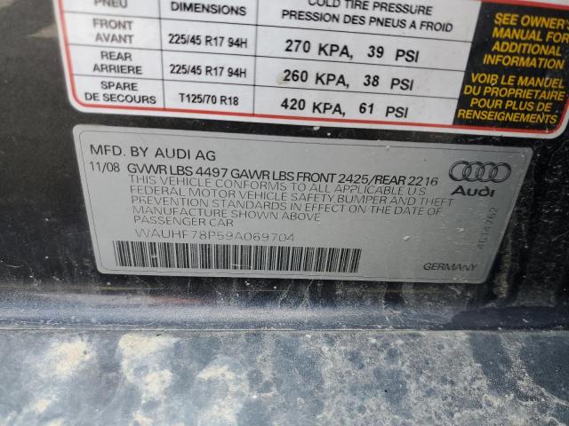 WAUHF78P59A069704 - 2009 AUDI A3 2.0T BLACK photo 12