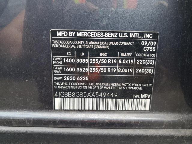 4JGBB8GB5AA549449 - 2010 MERCEDES-BENZ ML 350 4MATIC BLUE photo 13