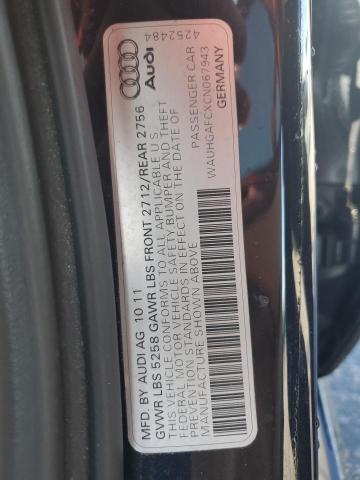 WAUHGAFCXCN067943 - 2012 AUDI A6 PRESTIGE შავი ფოტო 13