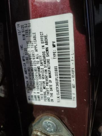 5J6TF3H50FL000885 - 2015 HONDA CROSSTOUR EXL მუქწითელი ფოტო 13