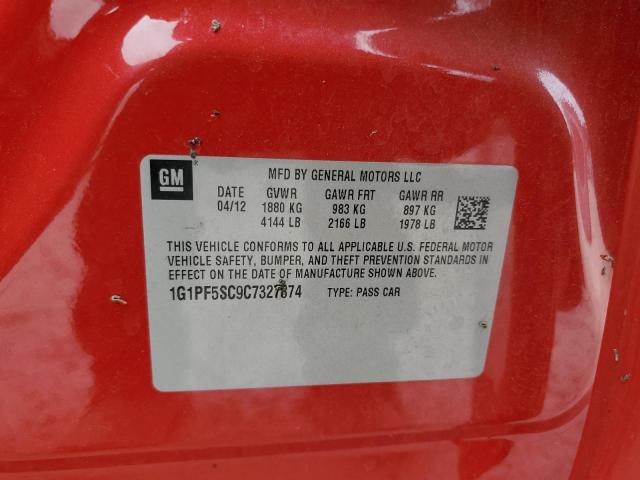 1G1PF5SC9C7327874 - 2012 CHEVROLET CRUZE LT RED photo 13